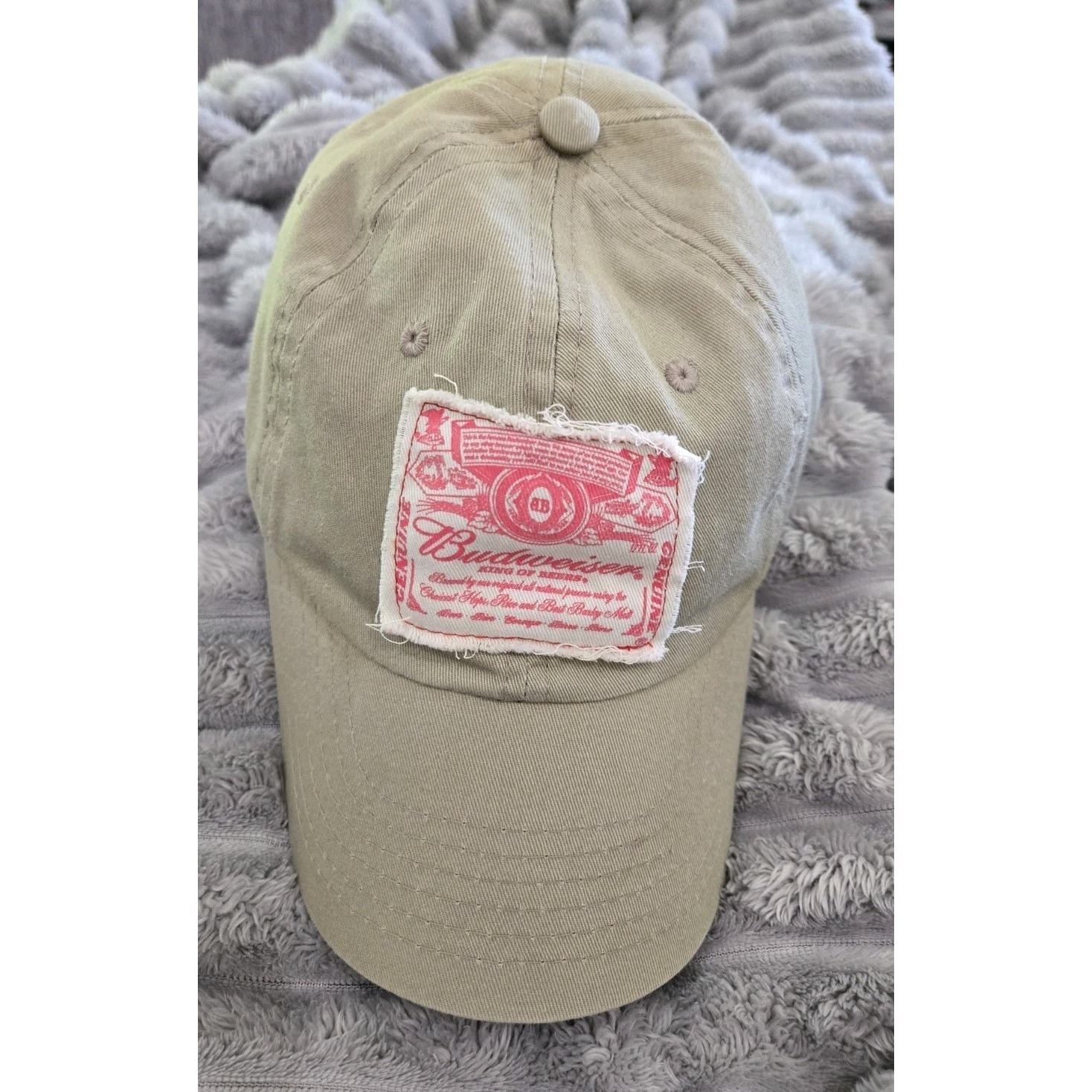 Budweiser Hat Cap Strap Back Patch Distressed Beer Advertising Mens One Size